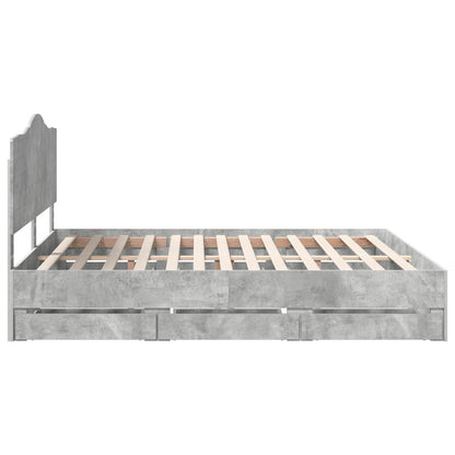 vidaXL Bettrahmen mit Kopfteil Beton Grau 200 x 200 cm Ingenieurs Holz