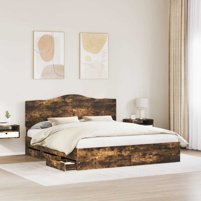 vidaXL Bettrahmen Geräucherte Eiche 200 x 200 cm Ingenieurs Holz