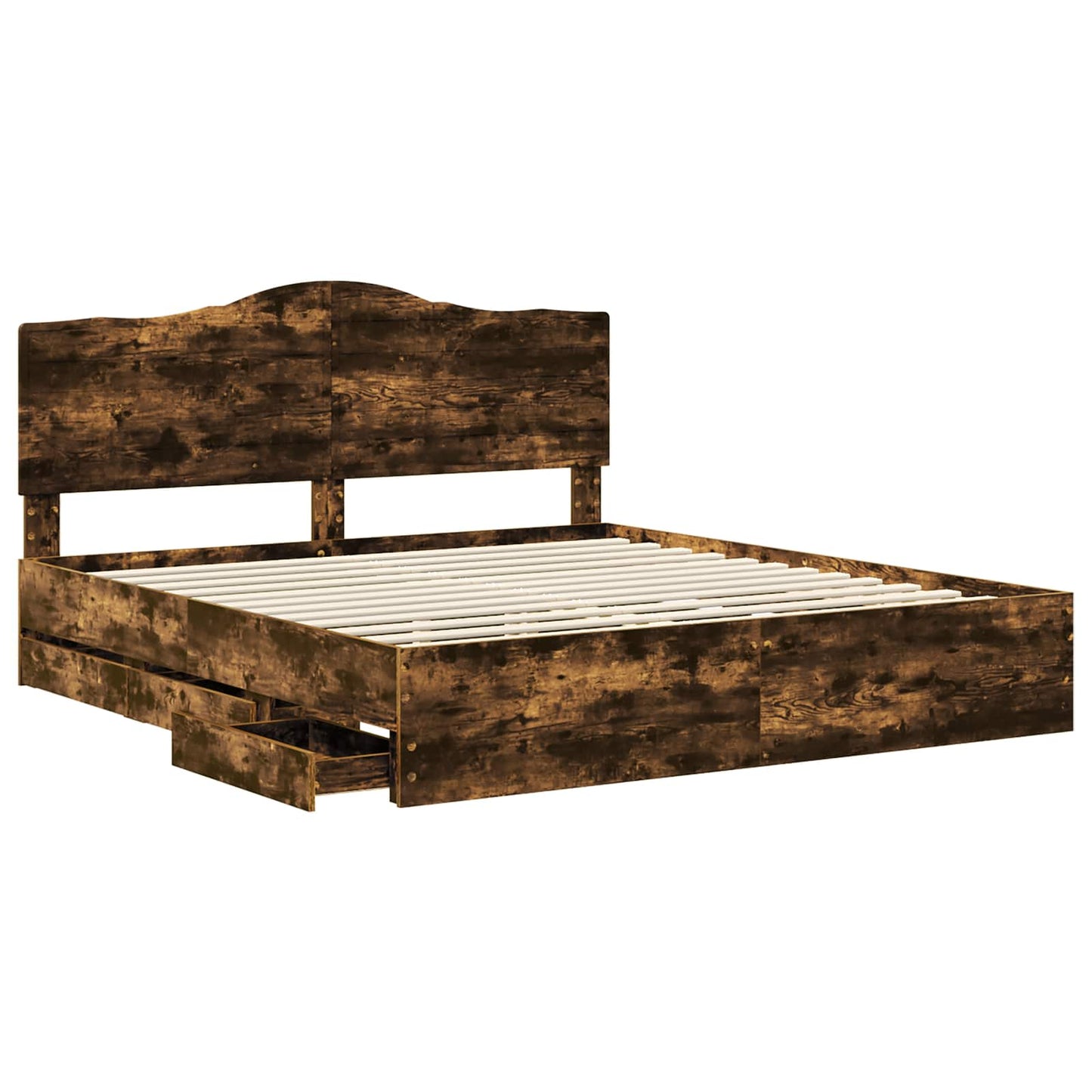 vidaXL Bettrahmen Geräucherte Eiche 200 x 200 cm Ingenieurs Holz