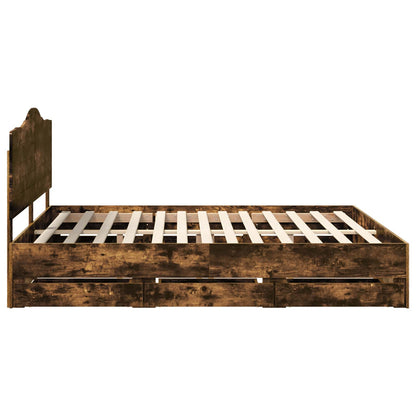 vidaXL Bettrahmen Geräucherte Eiche 200 x 200 cm Ingenieurs Holz