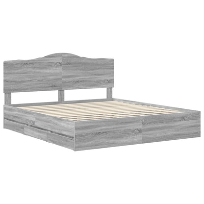 vidaXL Bettrahmen Graues Sonoma 200 x 200 cm Ingenieurs Holz