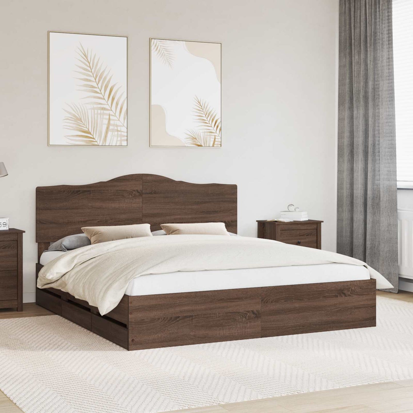vidaXL Bettrahmen Braun Eichen-Optik 200 x 200 cm Ingenieurs Holz