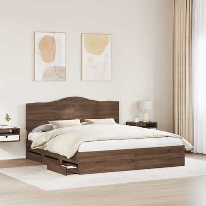 vidaXL Bettrahmen Braun Eichen-Optik 200 x 200 cm Ingenieurs Holz