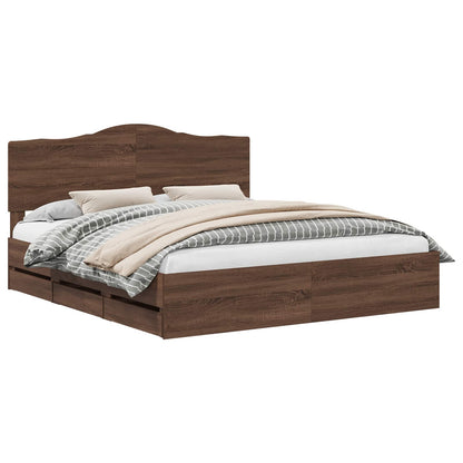 vidaXL Bettrahmen Braun Eichen-Optik 200 x 200 cm Ingenieurs Holz