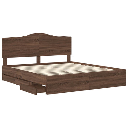 vidaXL Bettrahmen Braun Eichen-Optik 200 x 200 cm Ingenieurs Holz