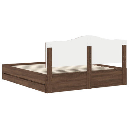 vidaXL Bettrahmen Braun Eichen-Optik 200 x 200 cm Ingenieurs Holz