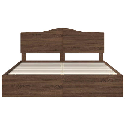 vidaXL Bettrahmen Braun Eichen-Optik 200 x 200 cm Ingenieurs Holz