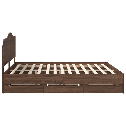 vidaXL Bettrahmen Braun Eichen-Optik 200 x 200 cm Ingenieurs Holz