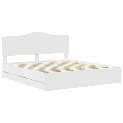 vidaXL Bettrahmen mit Schubladen Weiß 180 x 200 cm Ingenieurs Holz