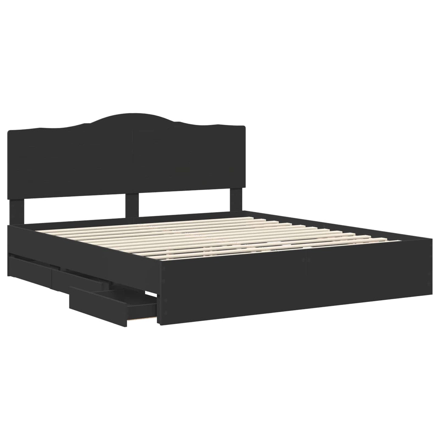 Bettrahmen mit Schubladen Schwarz 180 x 200 cm Ingenieurs Holz