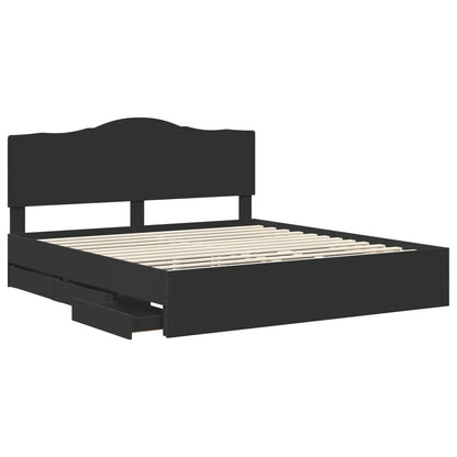 Bettrahmen mit Schubladen Schwarz 180 x 200 cm Ingenieurs Holz