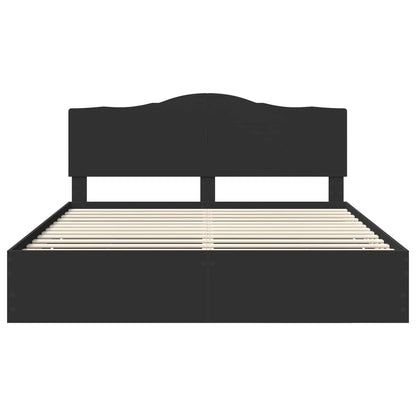 Bettrahmen mit Schubladen Schwarz 180 x 200 cm Ingenieurs Holz