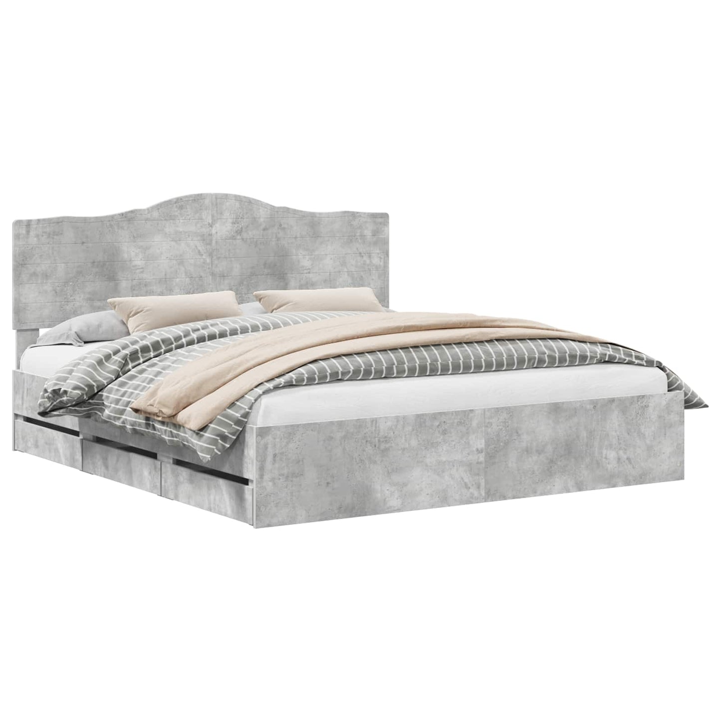 vidaXL Cadre de lit avec tête de lit Gris Ciment 180 x 200 cm Bois d'ingénierie