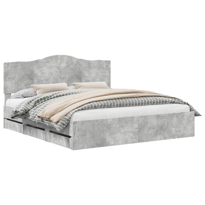 vidaXL Cadre de lit avec tête de lit Gris Ciment 180 x 200 cm Bois d'ingénierie