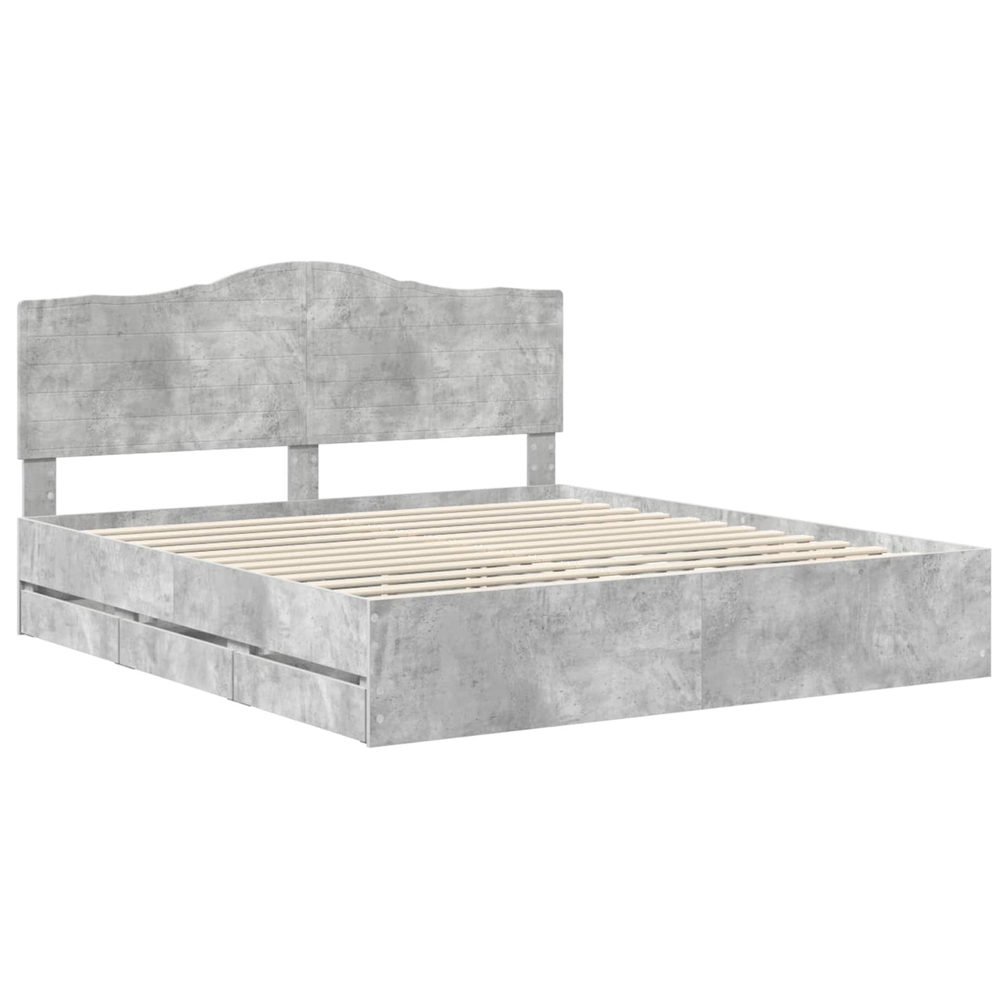 vidaXL Cadre de lit avec tête de lit Gris Ciment 180 x 200 cm Bois d'ingénierie