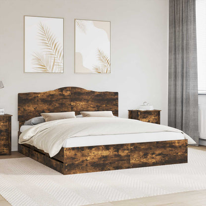 vidaXL Bettrahmen Geräucherte Eiche 180 x 200 cm Ingenieurs Holz