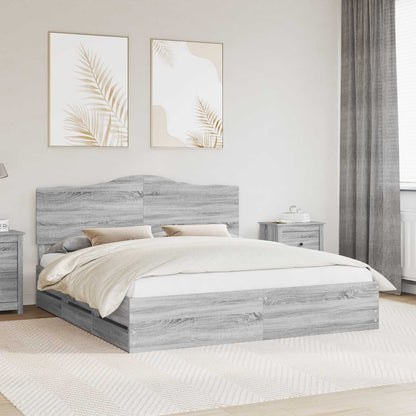 vidaXL Bettrahmen Graues Sonoma 180 x 200 cm Ingenieurs Holz