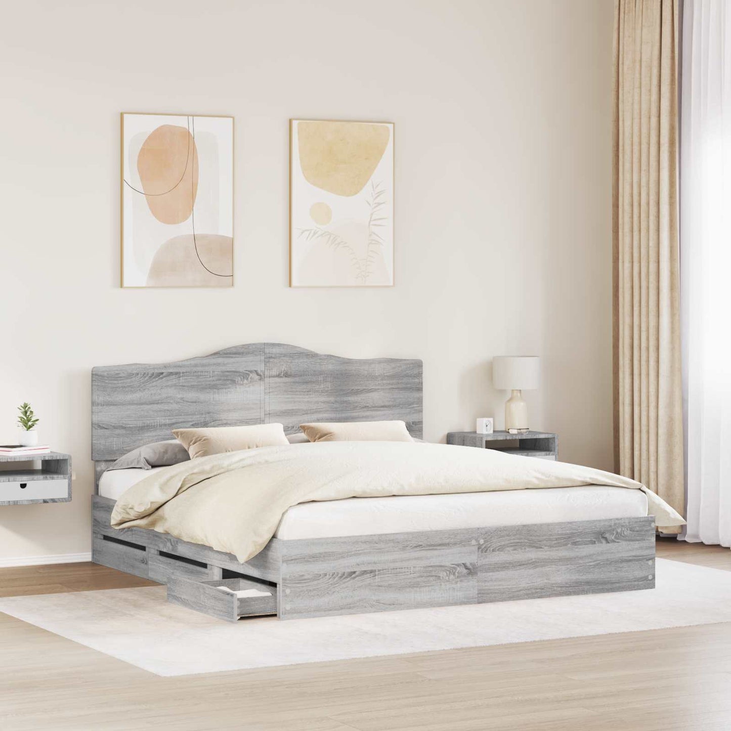 vidaXL Bettrahmen Graues Sonoma 180 x 200 cm Ingenieurs Holz