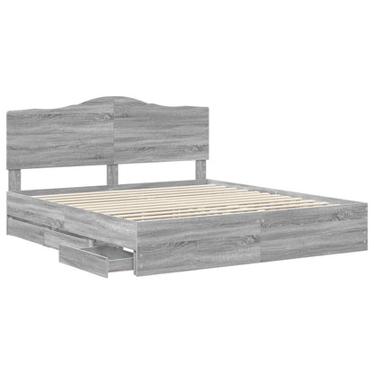 vidaXL Bettrahmen Graues Sonoma 180 x 200 cm Ingenieurs Holz