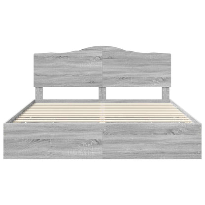 vidaXL Bettrahmen Graues Sonoma 180 x 200 cm Ingenieurs Holz