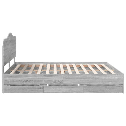 vidaXL Bettrahmen Graues Sonoma 180 x 200 cm Ingenieurs Holz