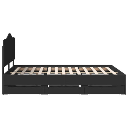 vidaXL Bettrahmen mit Schubladen Schwarz 160 x 200 cm Ingenieurs Holz
