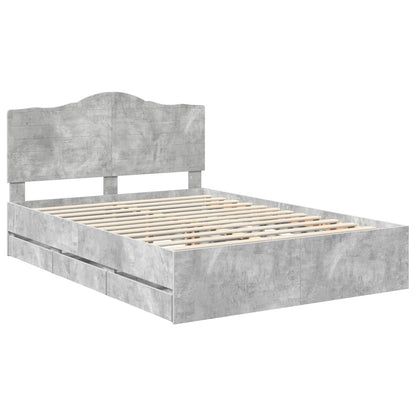vidaXL Bettrahmen mit Kopfteil Beton Grau 160 x 200 cm Ingenieurs Holz