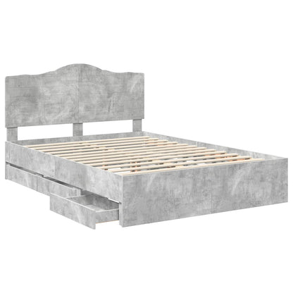 vidaXL Bettrahmen mit Kopfteil Beton Grau 160 x 200 cm Ingenieurs Holz