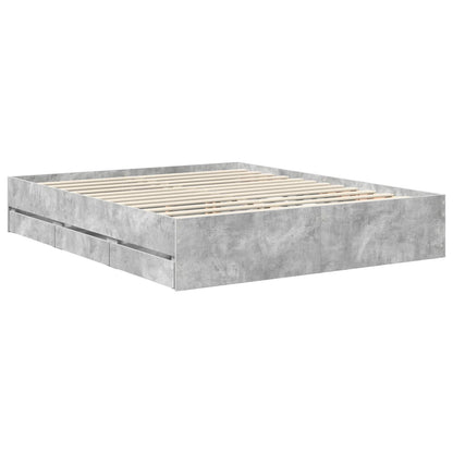 vidaXL Bettrahmen mit Kopfteil Beton Grau 160 x 200 cm Ingenieurs Holz