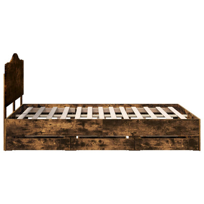 vidaXL Bettrahmen Geräucherte Eiche 160 x 200 cm Ingenieurs Holz