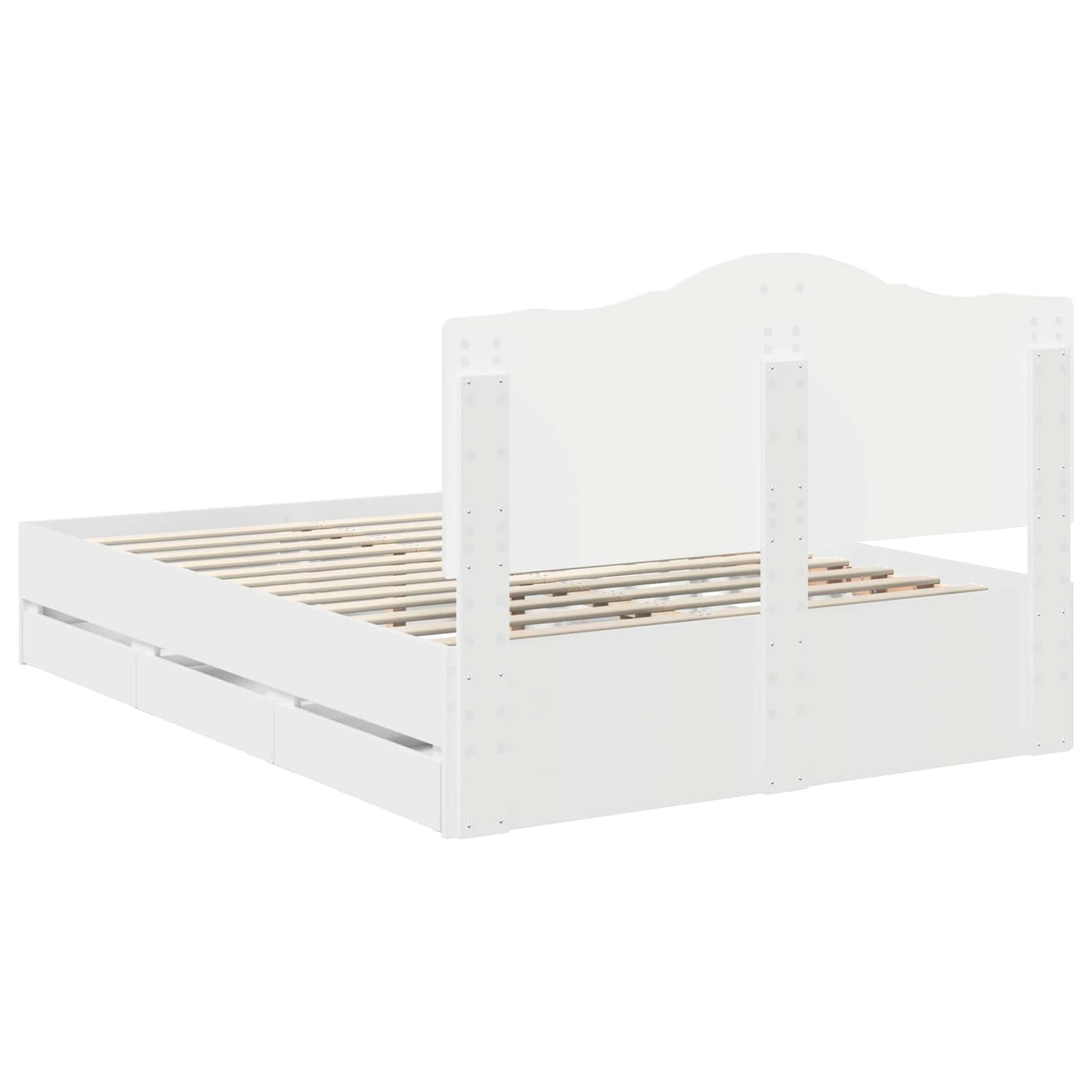 Bettrahmen mit Schubladen Weiß 150 x 200 cm Ingenieurs Holz