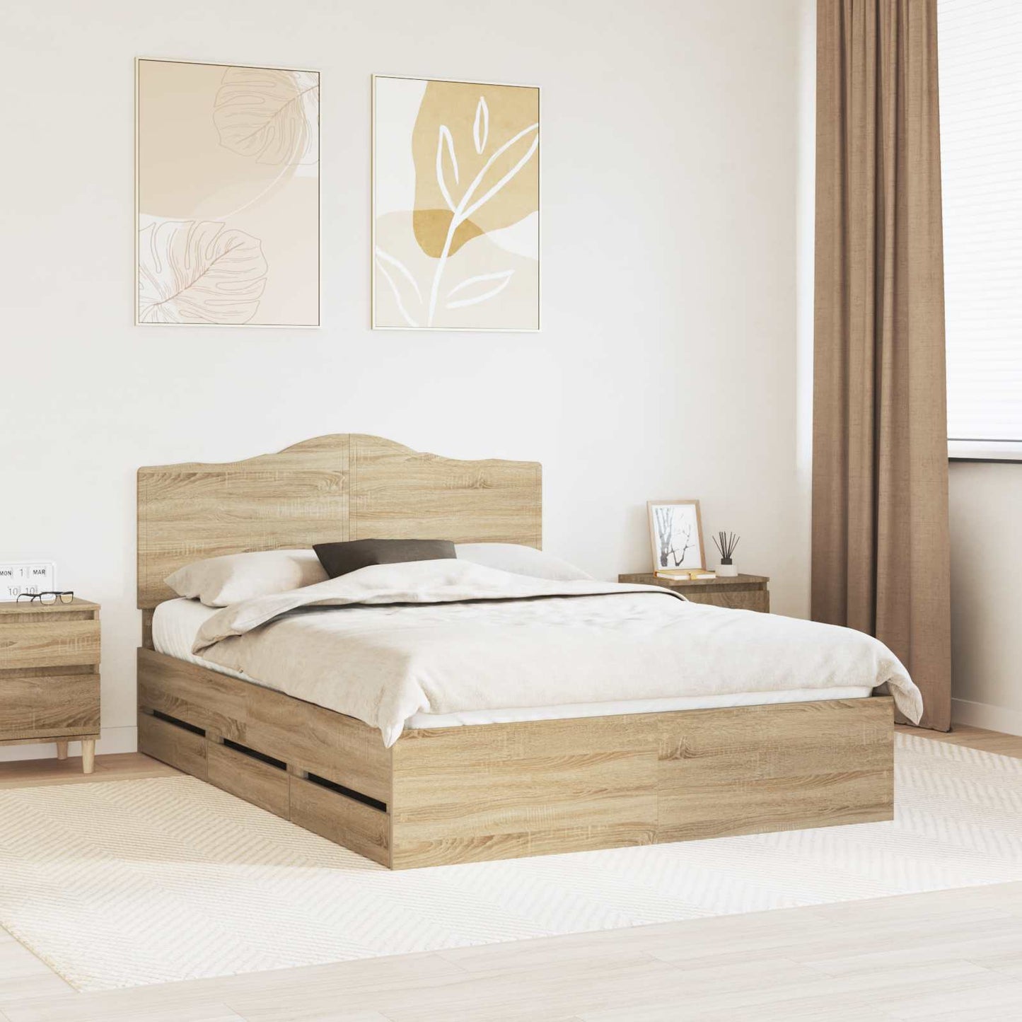 vidaXL Bettrahmen Sonoma-Eiche 150 x 200 cm Ingenieurs Holz