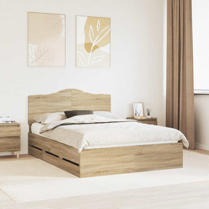 vidaXL Bettrahmen Sonoma-Eiche 150 x 200 cm Ingenieurs Holz