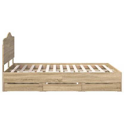 vidaXL Bettrahmen Sonoma-Eiche 150 x 200 cm Ingenieurs Holz