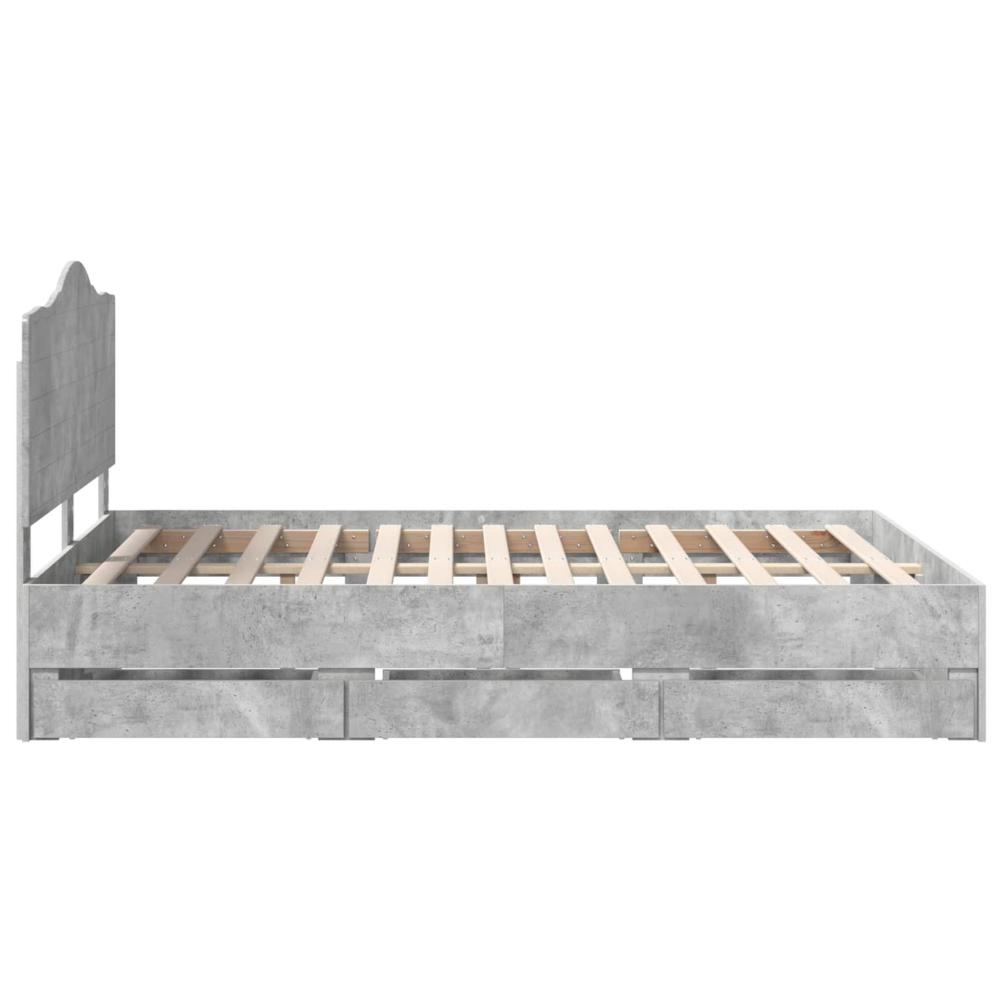 vidaXL Bettrahmen mit Kopfteil Beton Grau 150 x 200 cm Ingenieurs Holz
