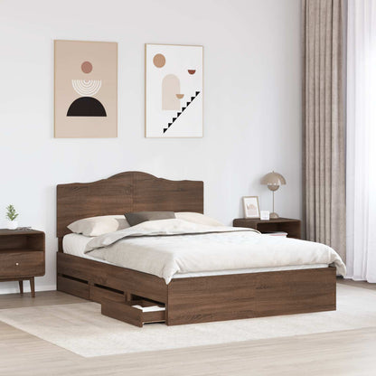 vidaXL Bettrahmen Braun Eichen-Optik 150 x 200 cm Ingenieurs Holz