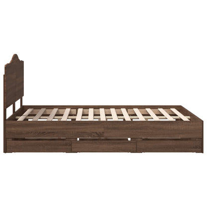 vidaXL Bettrahmen Braun Eichen-Optik 150 x 200 cm Ingenieurs Holz