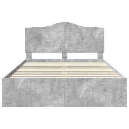 vidaXL Bettrahmen mit Kopfteil Beton Grau 140 x 190 cm Ingenieurs Holz