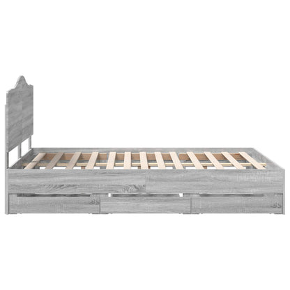 vidaXL Bettrahmen Graues Sonoma 140 x 190 cm Ingenieurs Holz