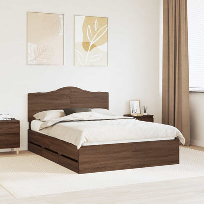 vidaXL Bettrahmen Braun Eichen-Optik 140 x 190 cm Ingenieurs Holz
