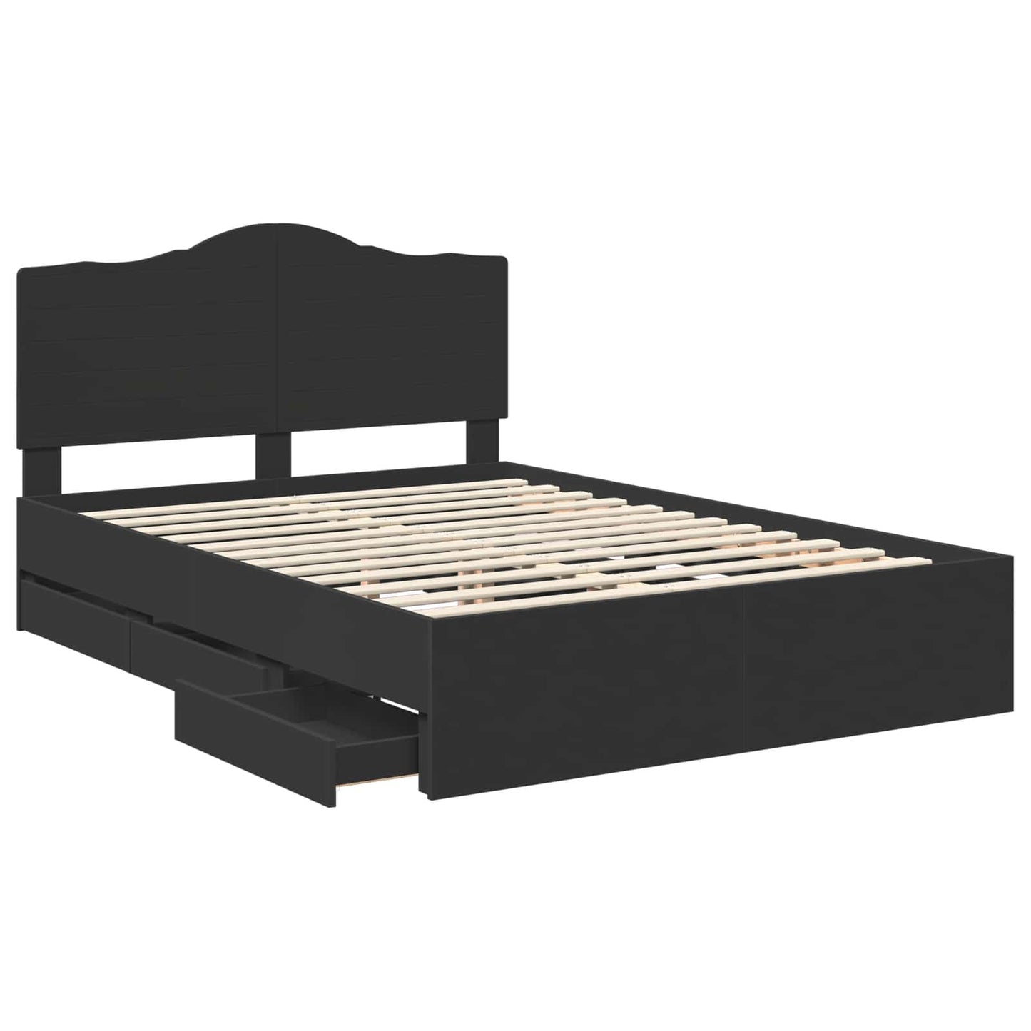 vidaXL Bettrahmen mit Schubladen Schwarz 140 x 200 cm Ingenieurs Holz