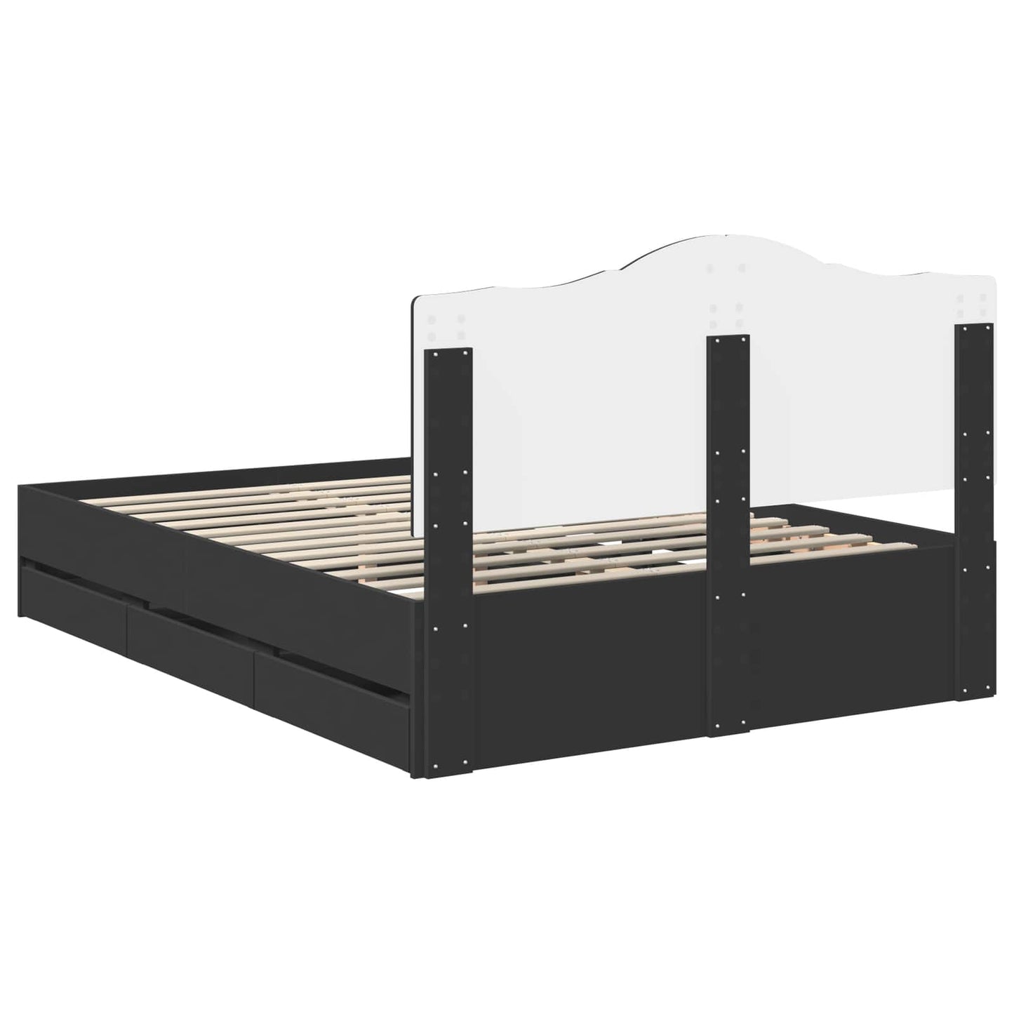 vidaXL Bettrahmen mit Schubladen Schwarz 140 x 200 cm Ingenieurs Holz