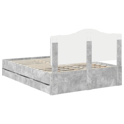 vidaXL Bettrahmen mit Kopfteil Beton Grau 140 x 200 cm Ingenieurs Holz