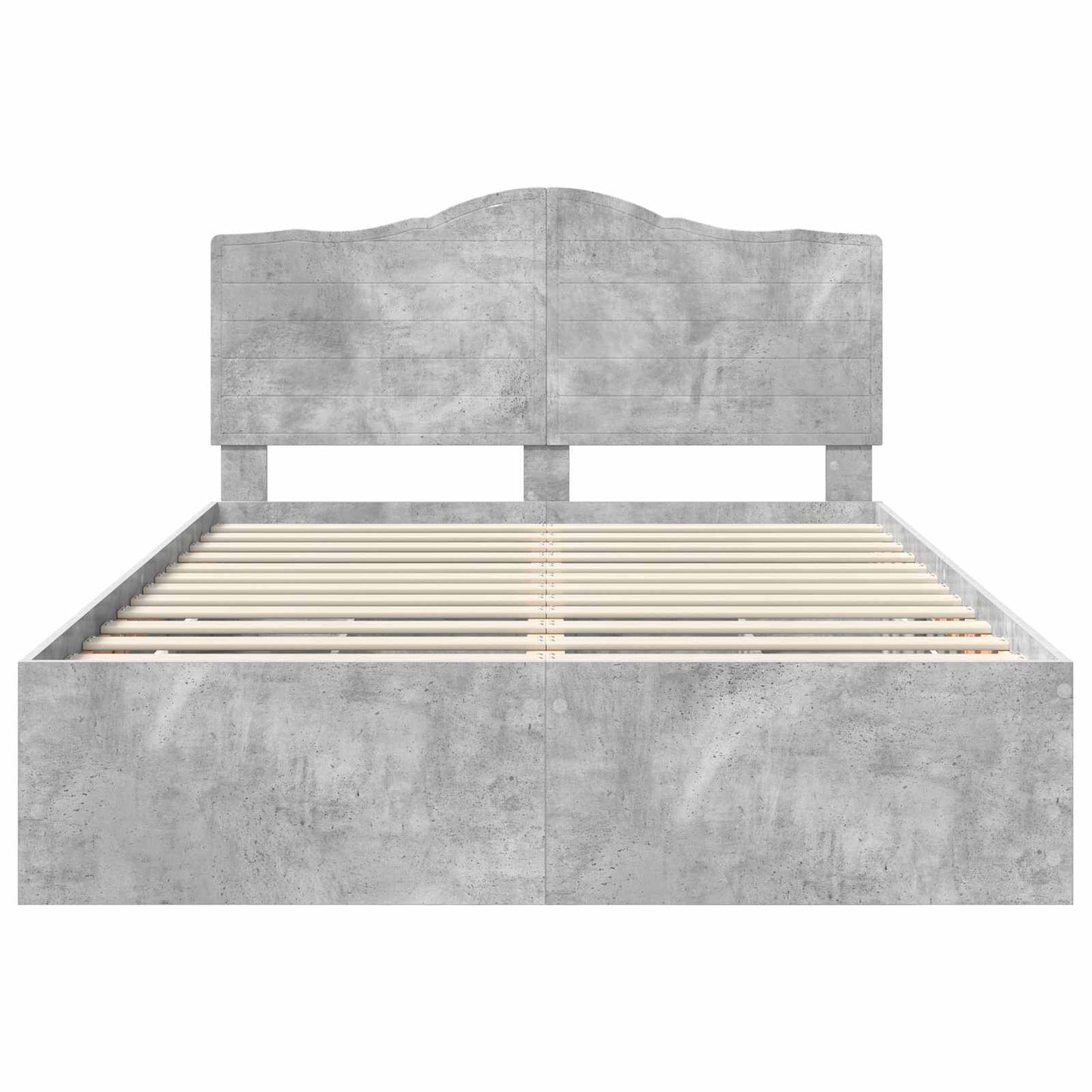 vidaXL Bettrahmen mit Kopfteil Beton Grau 140 x 200 cm Ingenieurs Holz