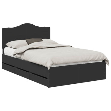 vidaXL Bettrahmen mit Schubladen Schwarz 135 x 190 cm Ingenieurs Holz