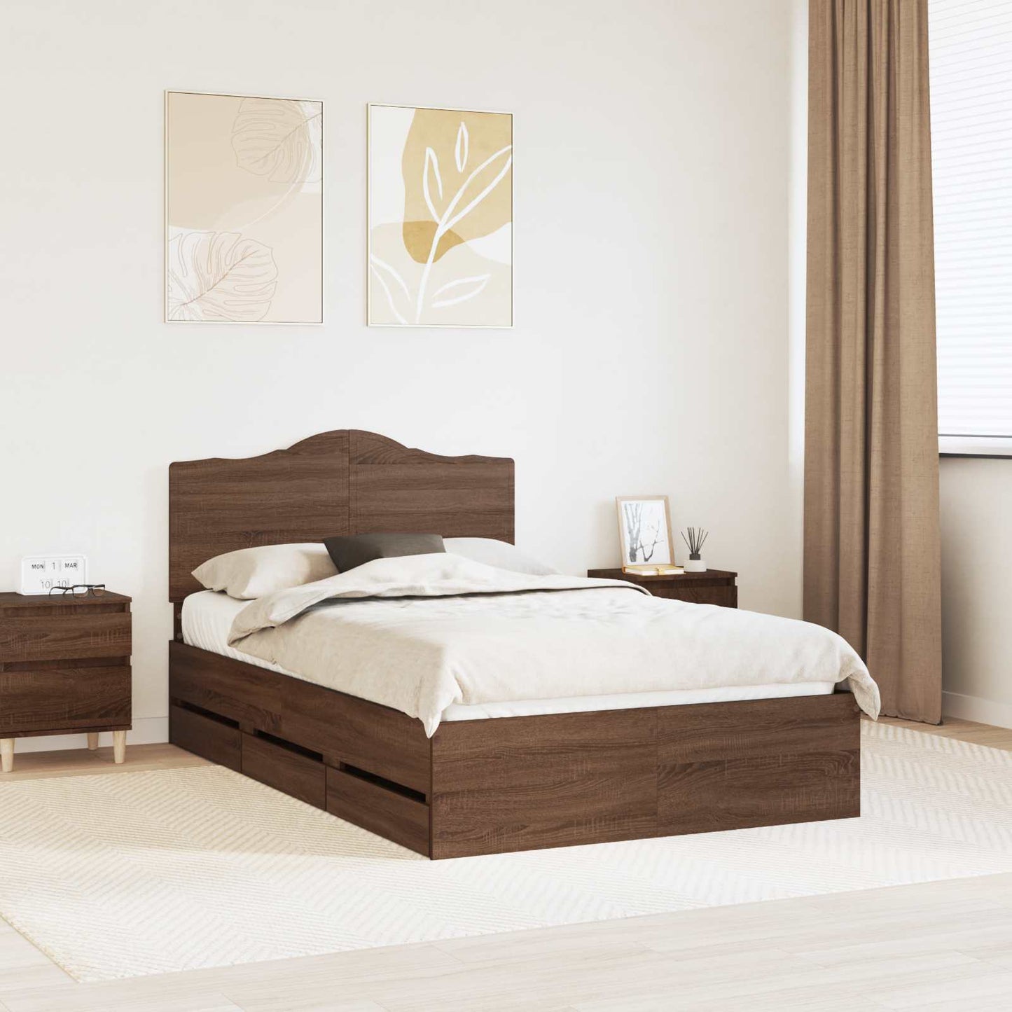 Bettrahmen Braun Eichen-Optik 135 x 190 cm Ingenieurs Holz