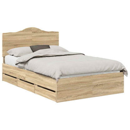 vidaXL Bettrahmen Sonoma-Eiche 120 x 190 cm Ingenieurs Holz