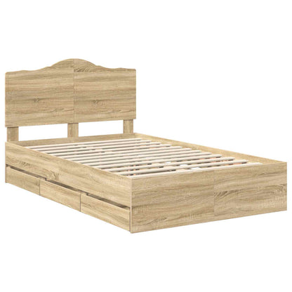 vidaXL Bettrahmen Sonoma-Eiche 120 x 190 cm Ingenieurs Holz