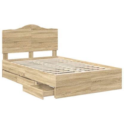 vidaXL Bettrahmen Sonoma-Eiche 120 x 190 cm Ingenieurs Holz