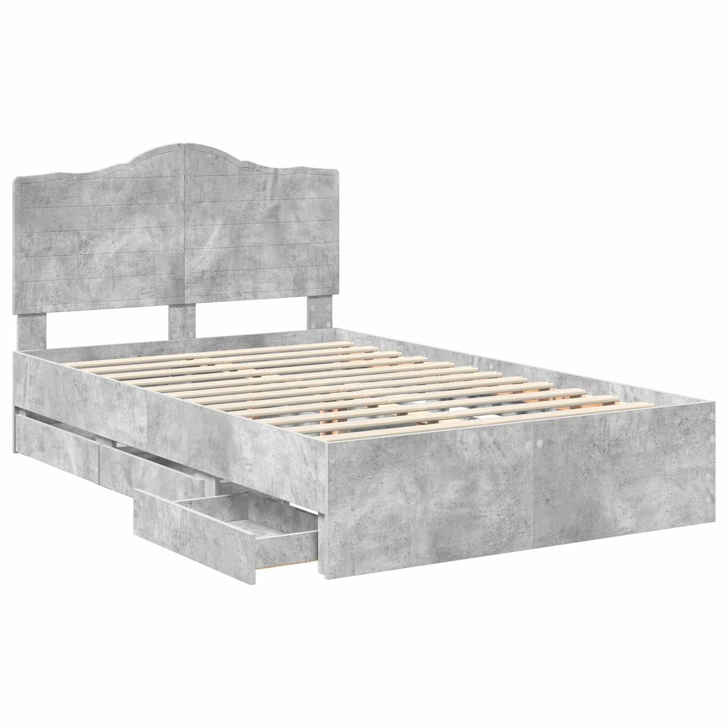 vidaXL Bettrahmen mit Kopfteil Beton Grau 120 x 190 cm Ingenieurs Holz
